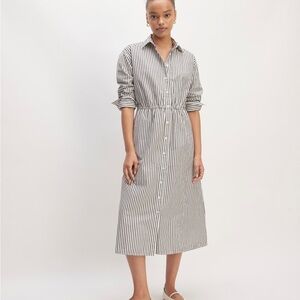 Everlane Women’s Supima Cotton Striped Black/White Midi Shirt Dress- Size XS